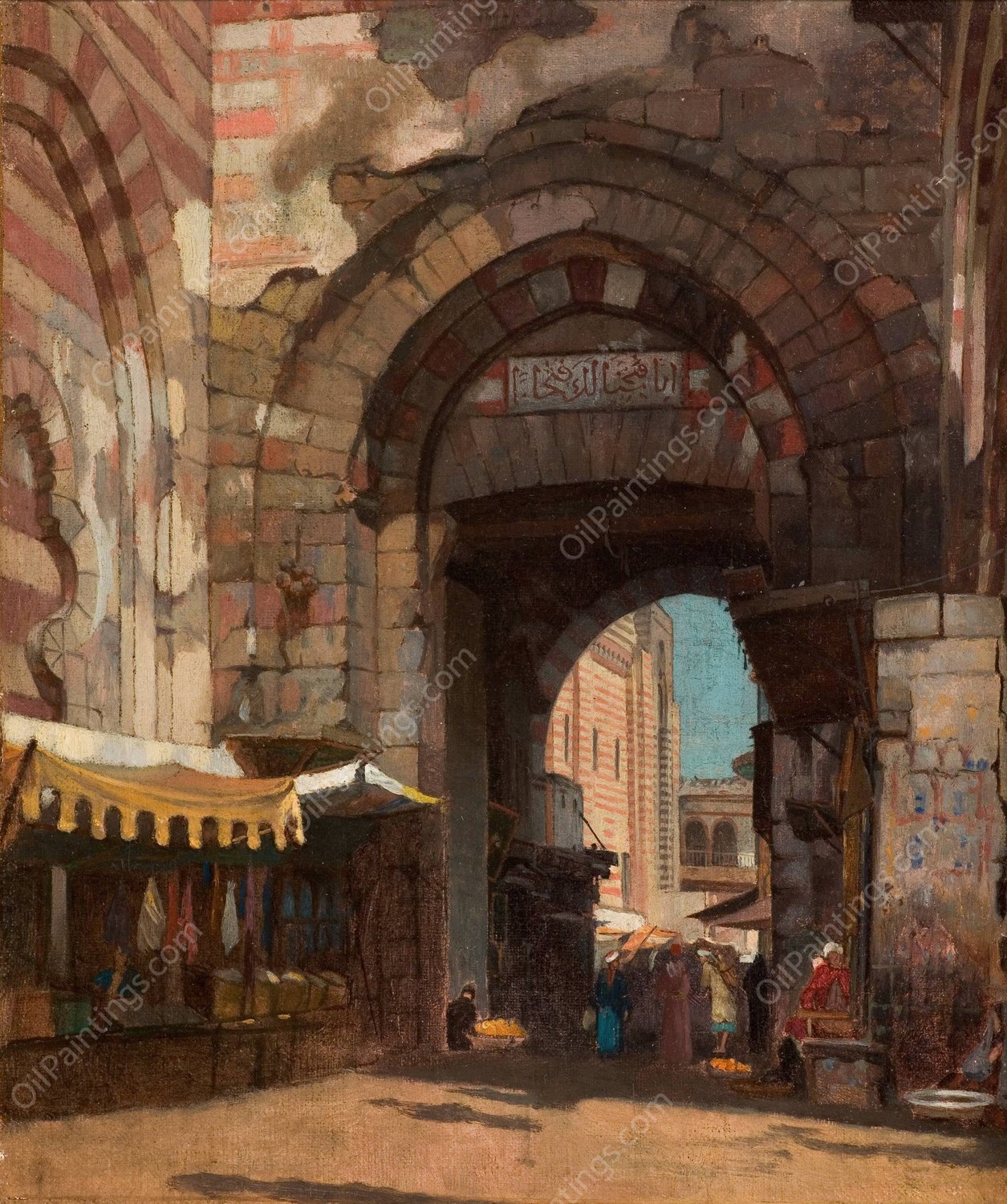 Bab Zuweyleh, Cairo, Egypt by George Yewell - Hand-Painted Oil Painting Reproduction
