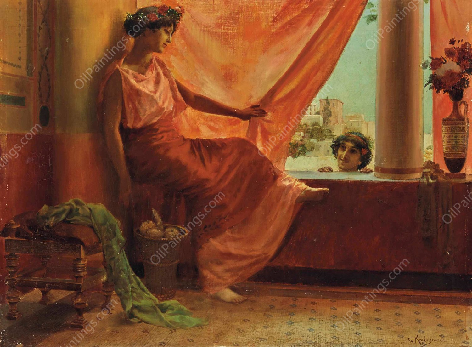 Le Rideau rouge d'Alger by Georges Antoine Rochegrosse - Hand-Painted Oil Painting Reproduction