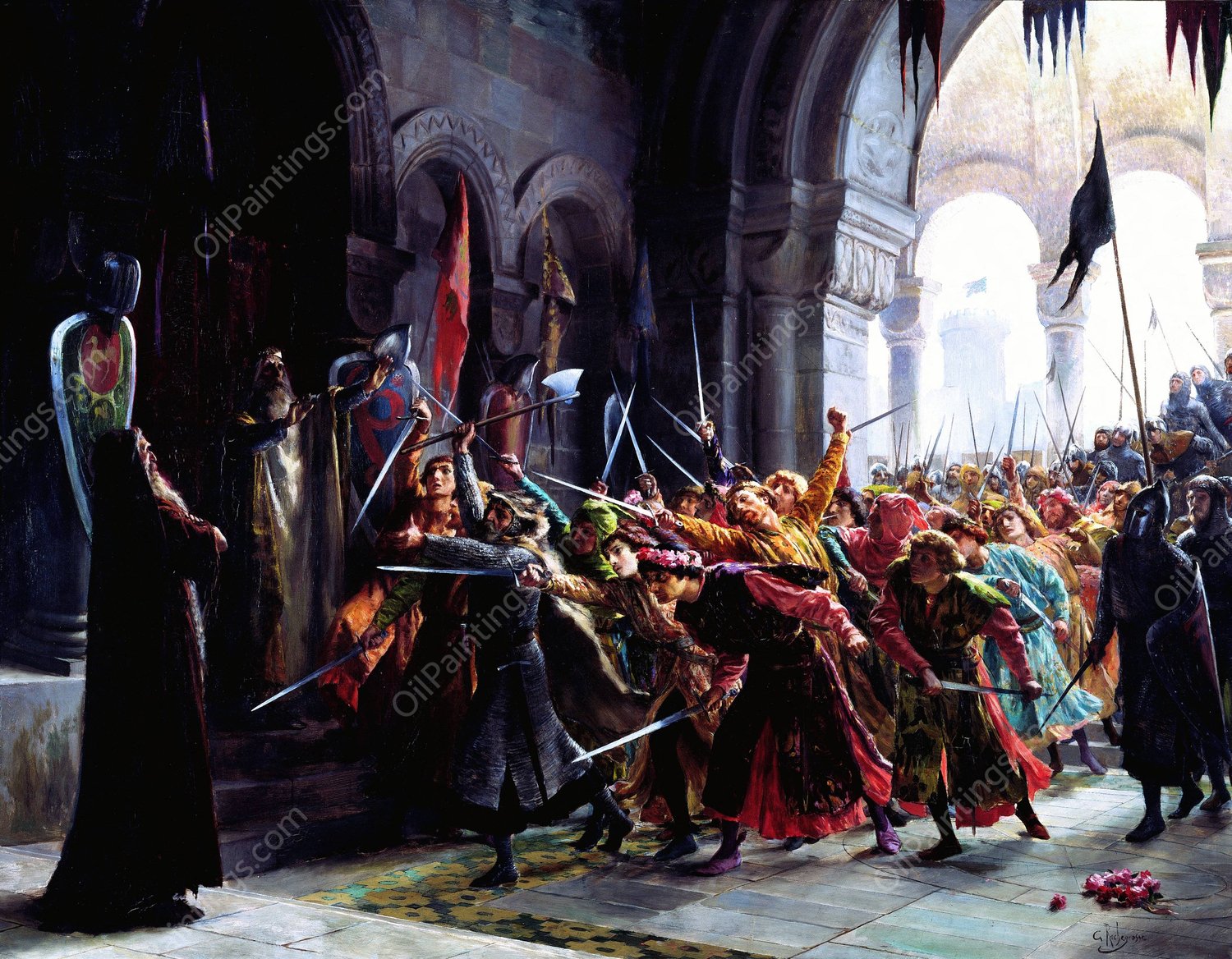 Les Burgraves  by Georges Antoine Rochegrosse - Hand-Painted Oil Painting Reproduction