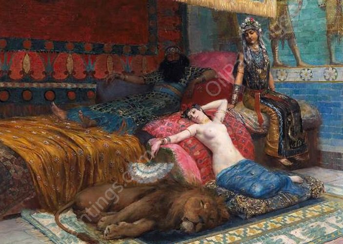 L'esclave et le lion by Georges Antoine Rochegrosse - Hand-Painted Oil Painting Reproduction