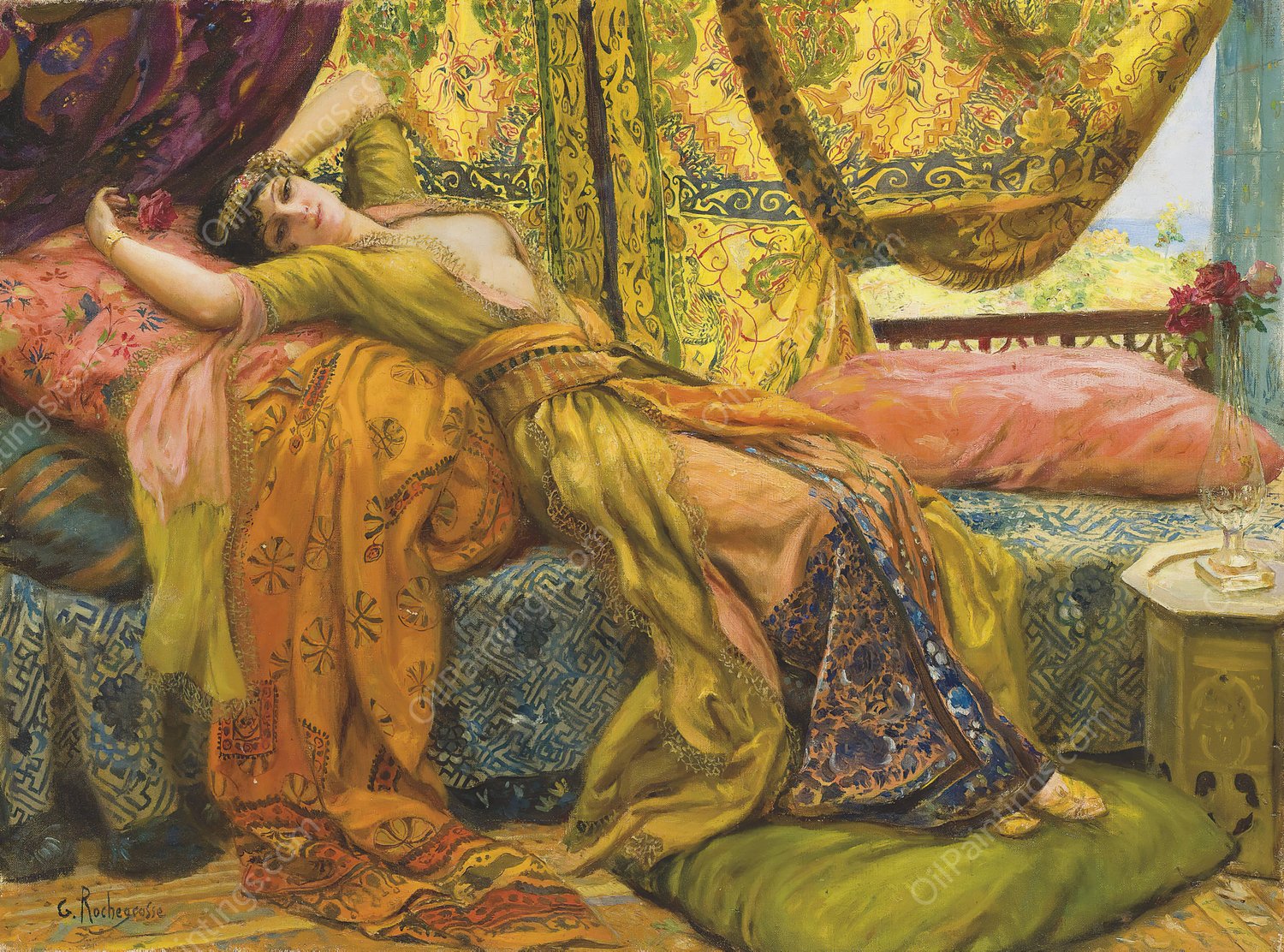 Reclining Beauty by Georges Antoine Rochegrosse - Hand-Painted Oil Painting Reproduction
