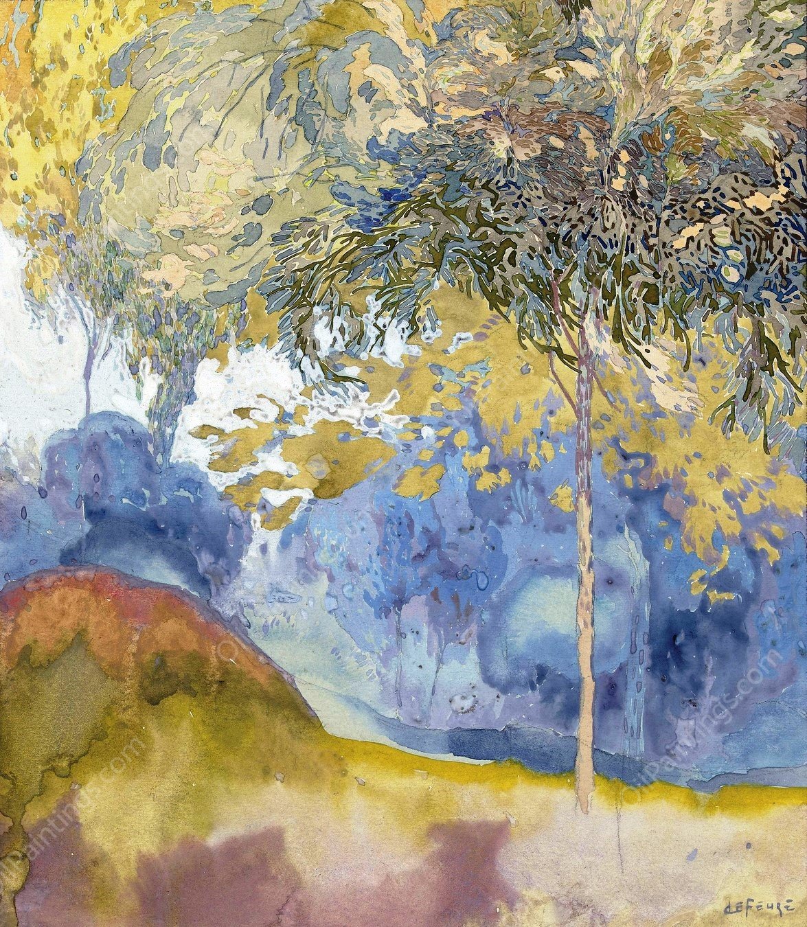 Boomrijk landschap  by Georges De Feure - Hand-Painted Oil Painting Reproduction