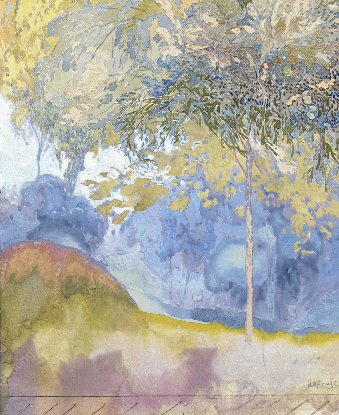 Boomrijk landschap  by Georges De Feure - Hand-Painted Oil Painting Reproduction