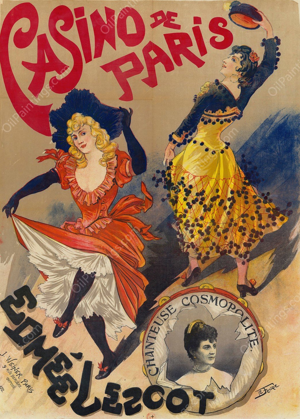 Casino de Paris Edmee Lescot  by Georges De Feure - Hand-Painted Oil Painting Reproduction