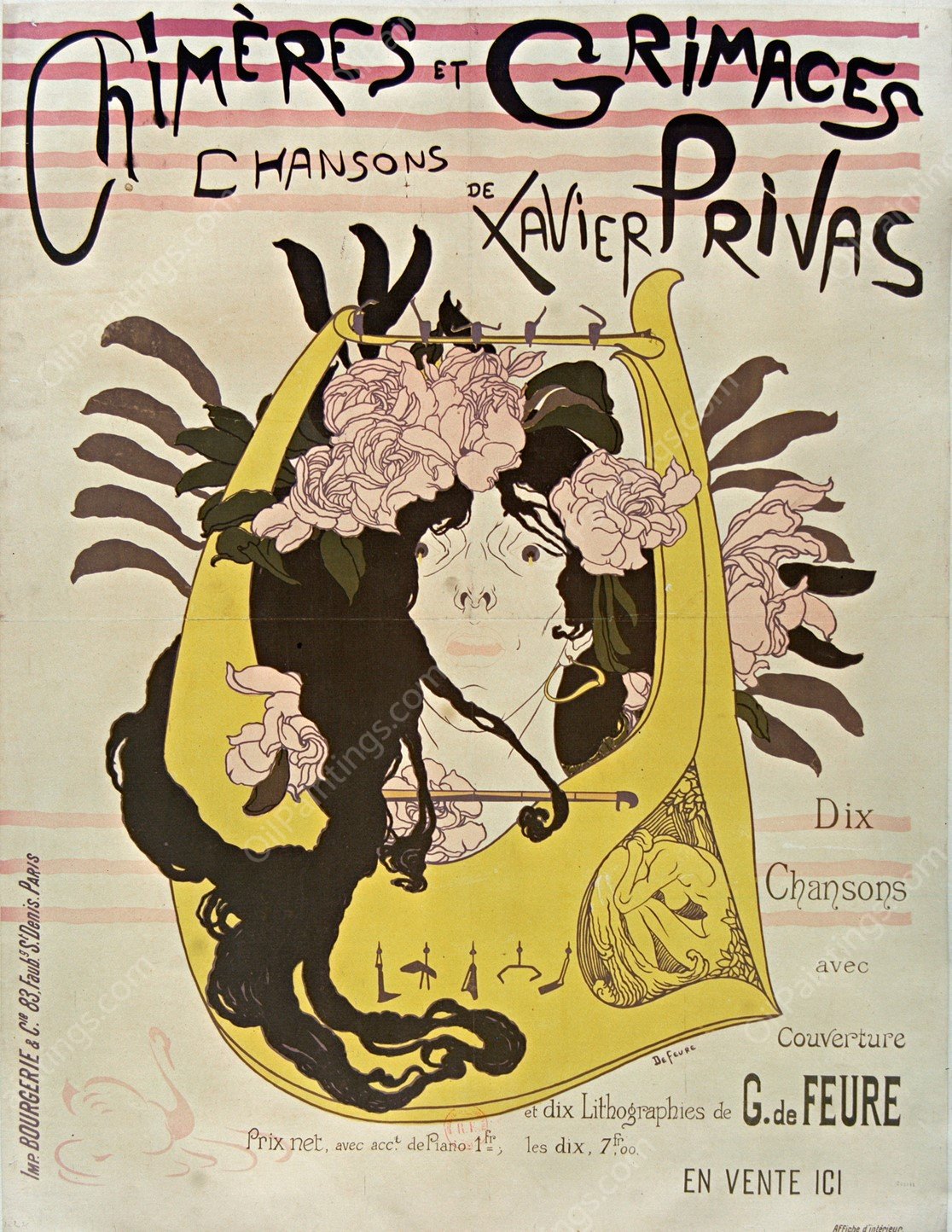 Chimeres et Grimaces Chansons de Xavier Privas  by Georges De Feure - Hand-Painted Oil Painting Reproduction