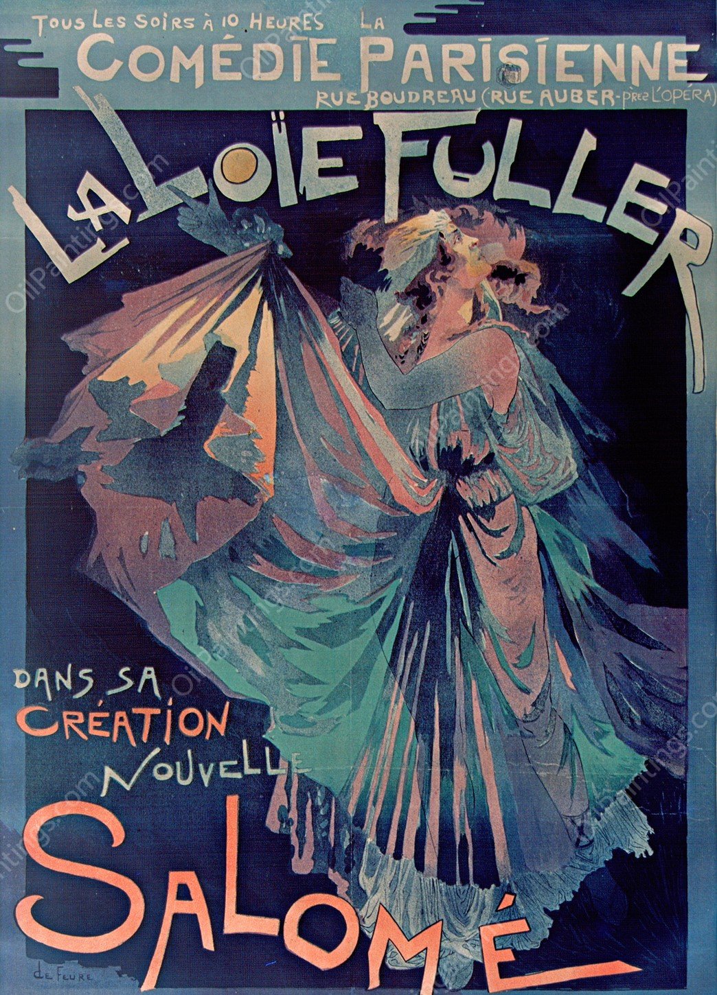 Comedie Parisienne, La Loie Fuller Dans Sa Creation Nouvelle, Salome  by Georges De Feure - Hand-Painted Oil Painting Reproduction