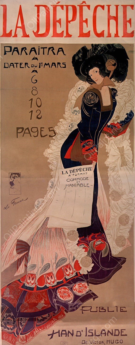 La Depeche  by Georges De Feure - Hand-Painted Oil Painting Reproduction