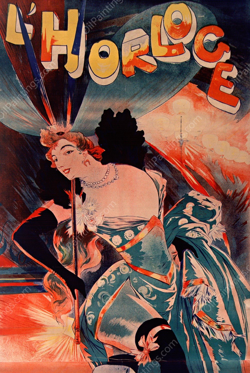 L'Horloge  by Georges De Feure - Hand-Painted Oil Painting Reproduction