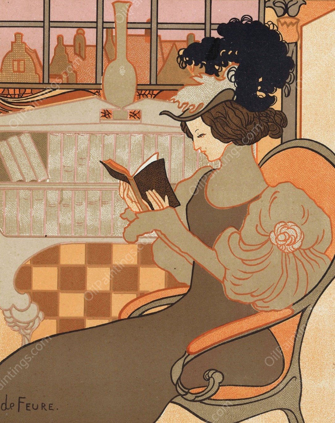 Nieuwjaarswens van Octave Uzanne voor het jaar 1897  by Georges De Feure - Hand-Painted Oil Painting Reproduction