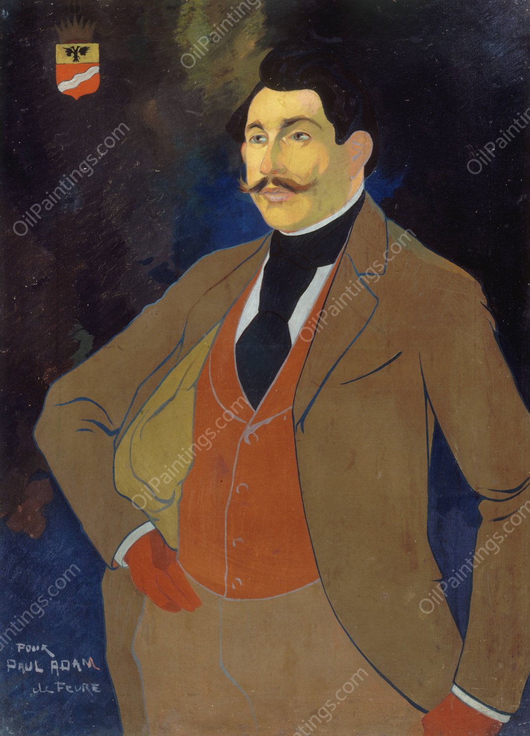 Portrait de Paul Adam  by Georges De Feure - Hand-Painted Oil Painting Reproduction