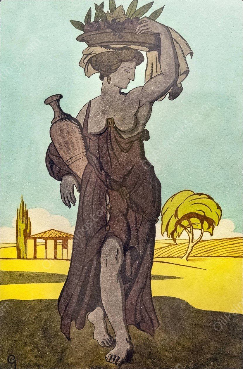 Ceres in the fields by Georges Gaudion - Hand-Painted Oil Painting Reproduction