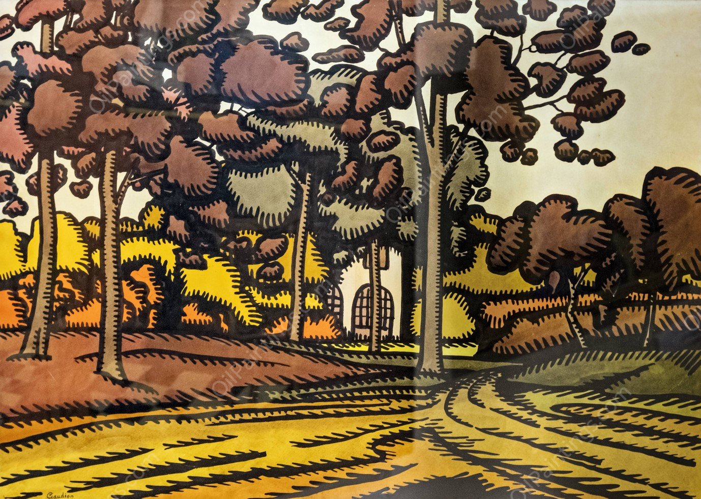 House behind the trees by Georges Gaudion - Hand-Painted Oil Painting Reproduction