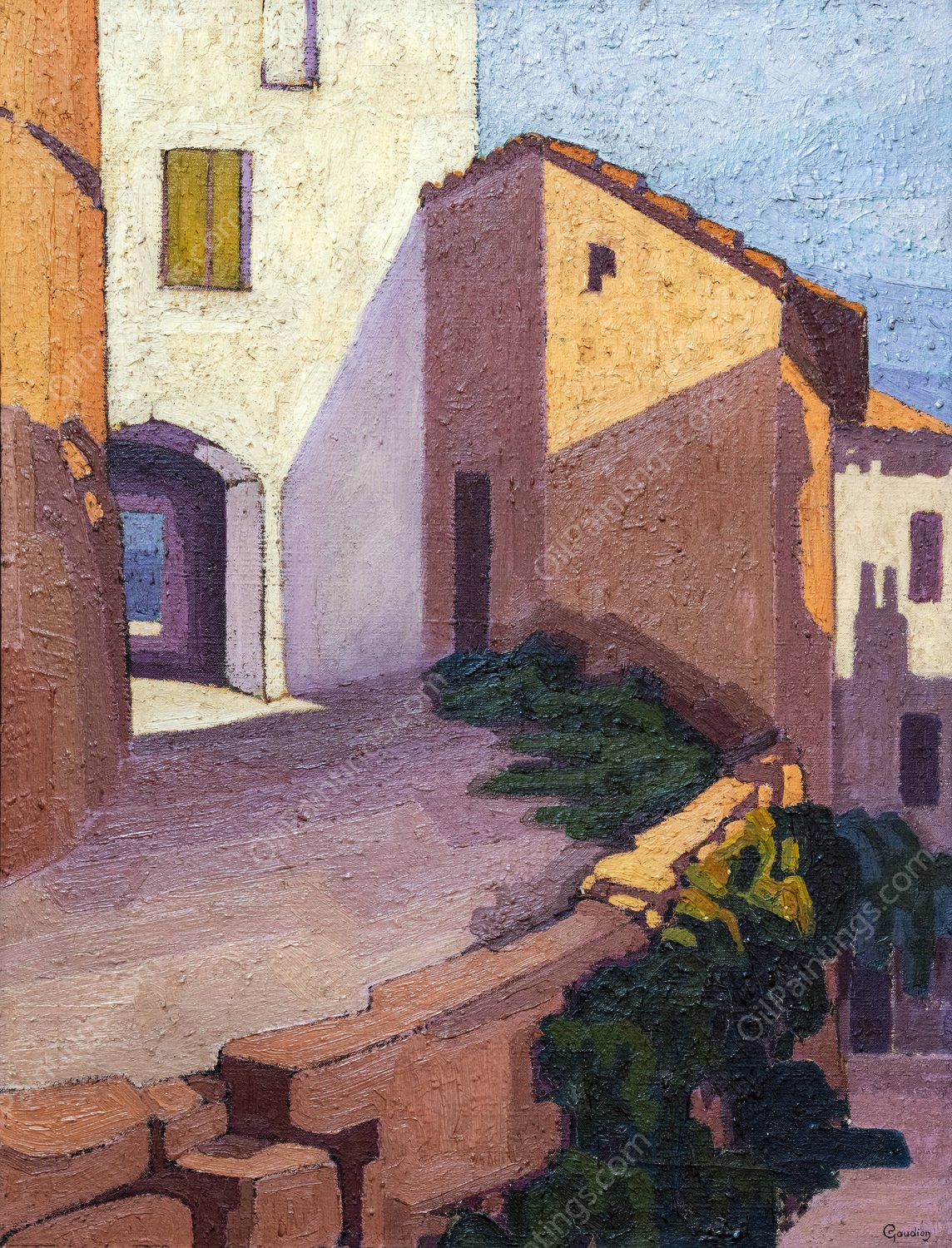 Houses in Puycelsi by Georges Gaudion - Hand-Painted Oil Painting Reproduction