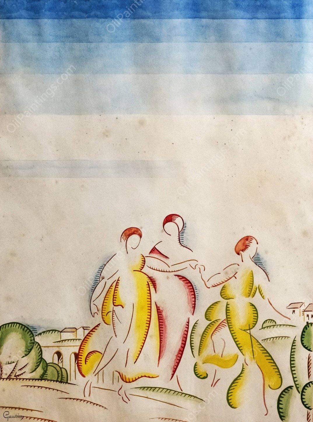 The Three Graces by Georges Gaudion - Hand-Painted Oil Painting Reproduction