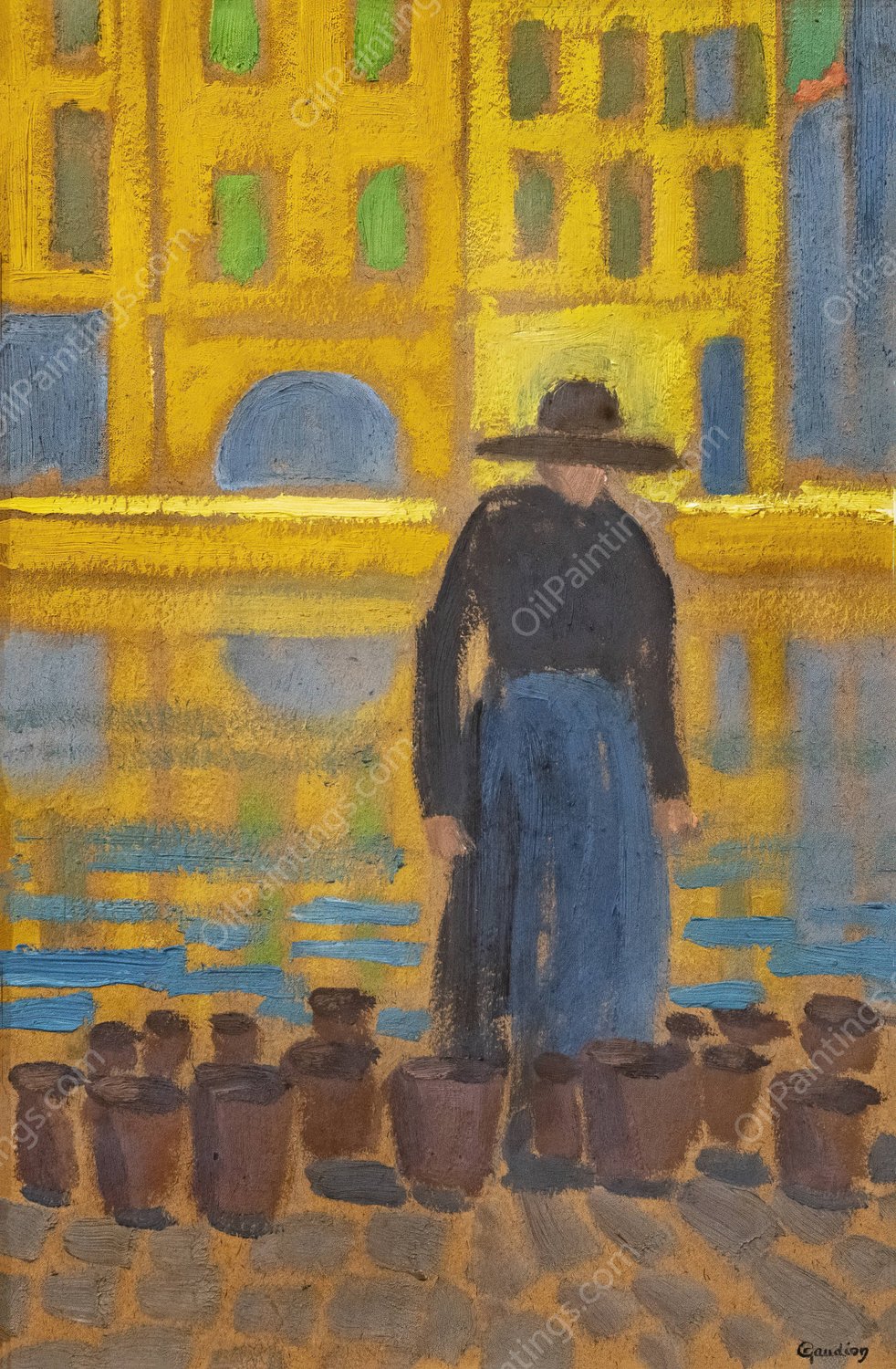 The woman trader in pots by Georges Gaudion - Hand-Painted Oil Painting Reproduction