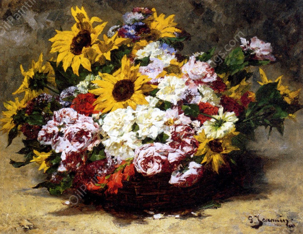 A Floral Bouquet by Georges Jeannin - Hand-Painted Oil Painting Reproduction