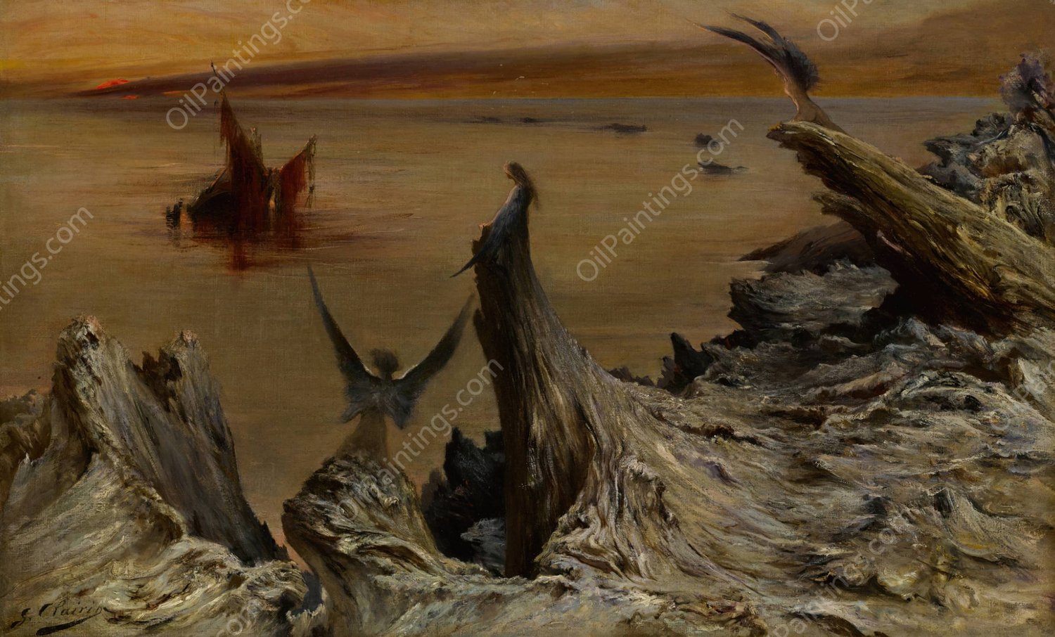 La chimere a l'ile de Sarah Bernhardt by Georges Jules Victor Clairin - Hand-Painted Oil Painting Reproduction