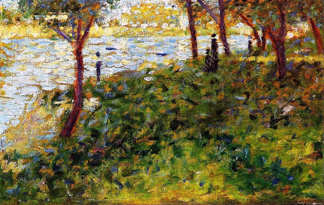 Landscape with Figures by Georges Seurat - Hand-Painted Oil Painting Reproduction