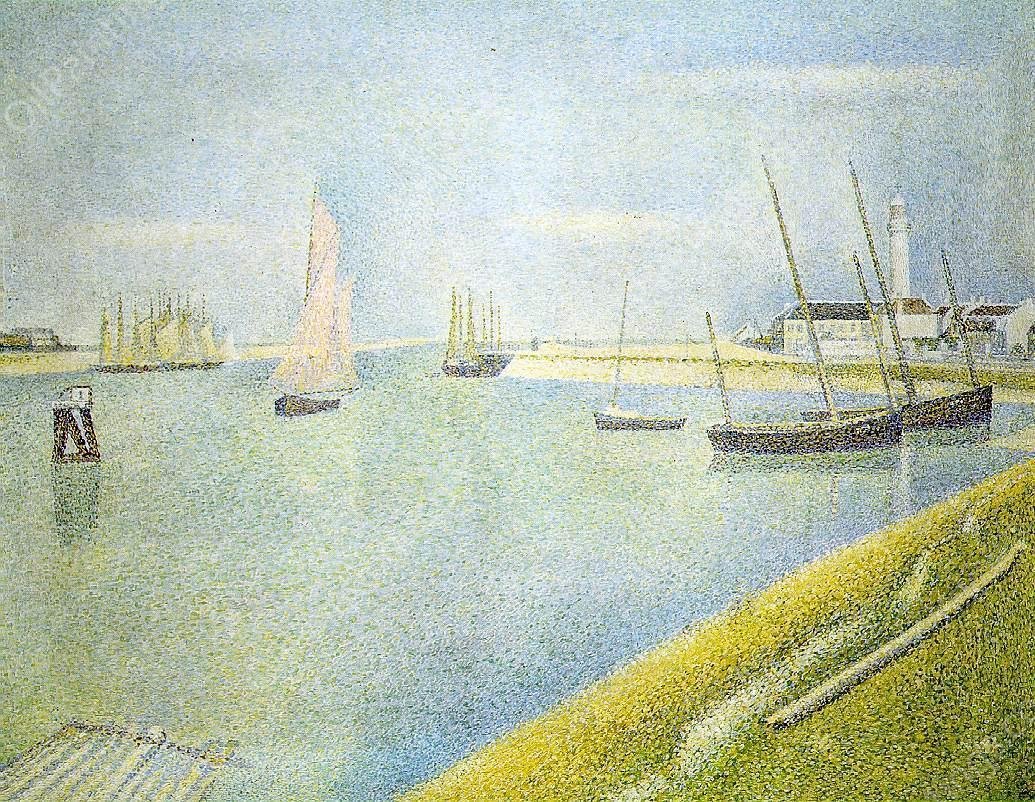 The Channel at Gravelines, in the Direction of the Sea by Georges Seurat - Hand-Painted Oil Painting Reproduction