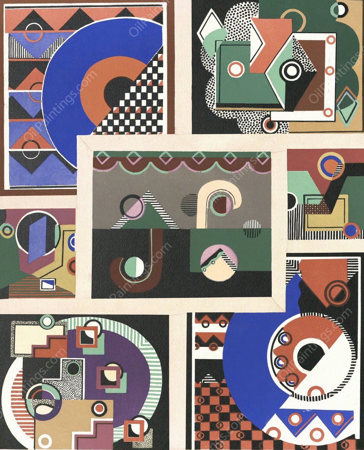 Collection decors et couleurs Pl.02  by Georges Valmier - Hand-Painted Oil Painting Reproduction