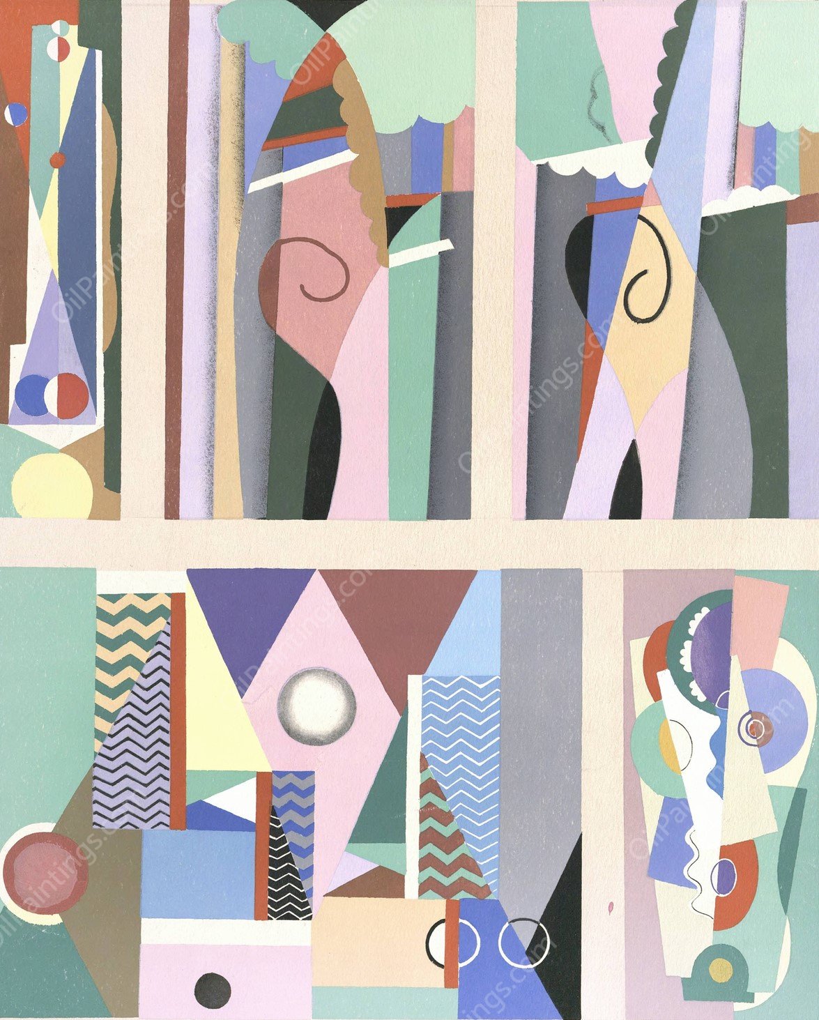 Collection decors et couleurs Pl.09  by Georges Valmier - Hand-Painted Oil Painting Reproduction