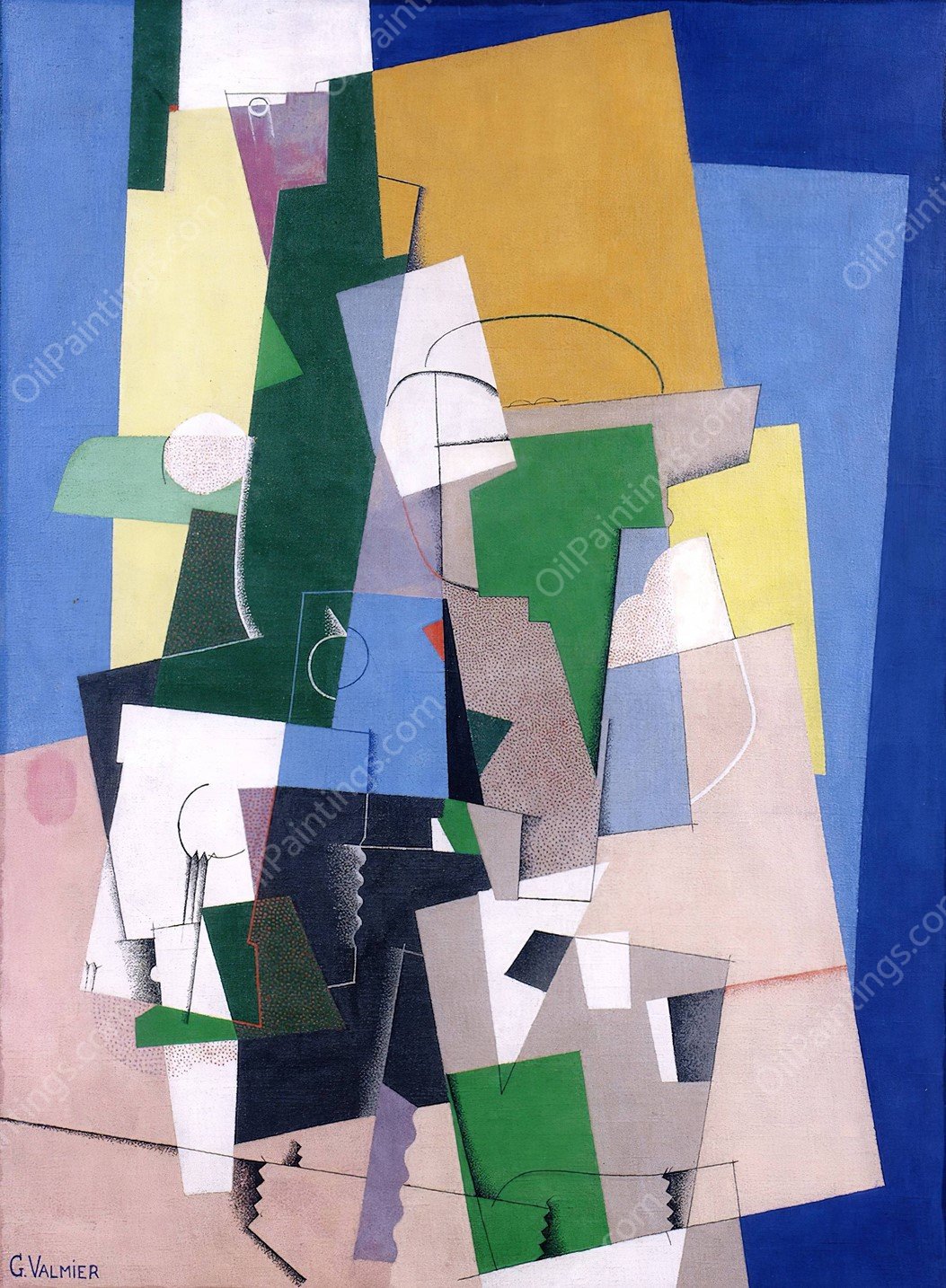 Cubist Composition  by Georges Valmier - Hand-Painted Oil Painting Reproduction