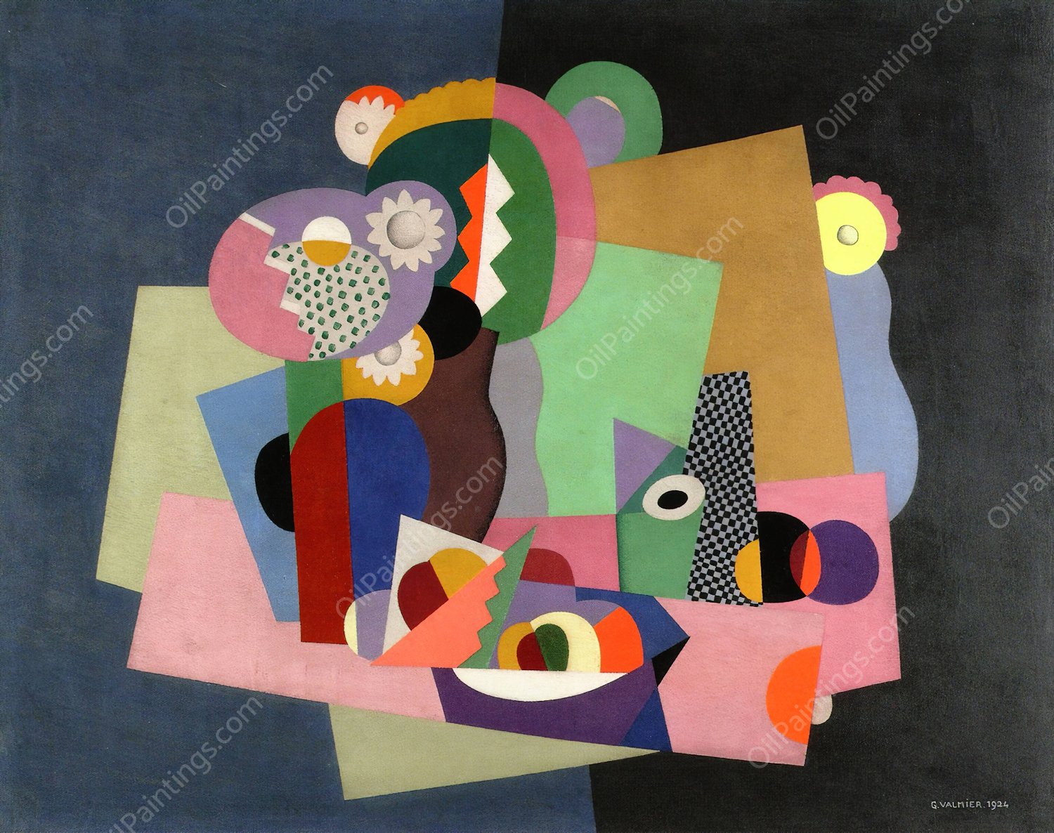 Flowers and fruit  by Georges Valmier - Hand-Painted Oil Painting Reproduction