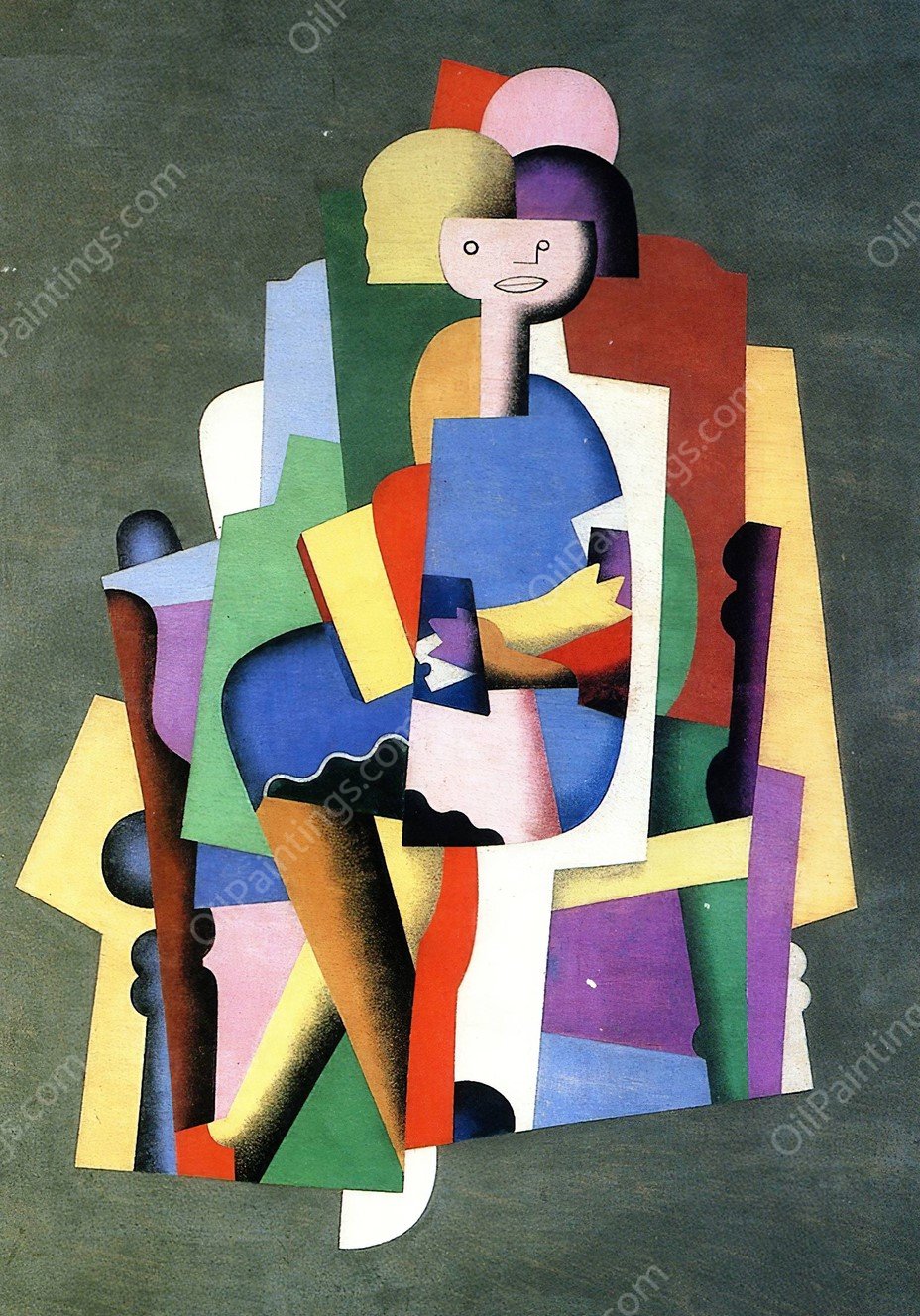 Girl Reading  by Georges Valmier - Hand-Painted Oil Painting Reproduction