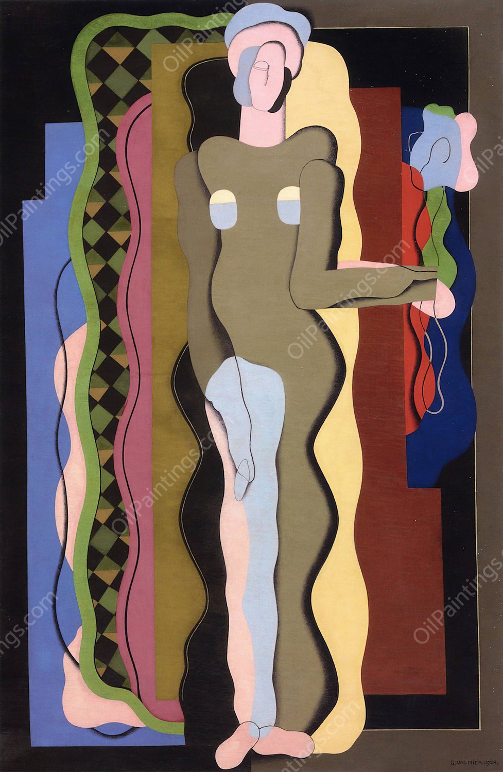 Nude with a Flower  by Georges Valmier - Hand-Painted Oil Painting Reproduction