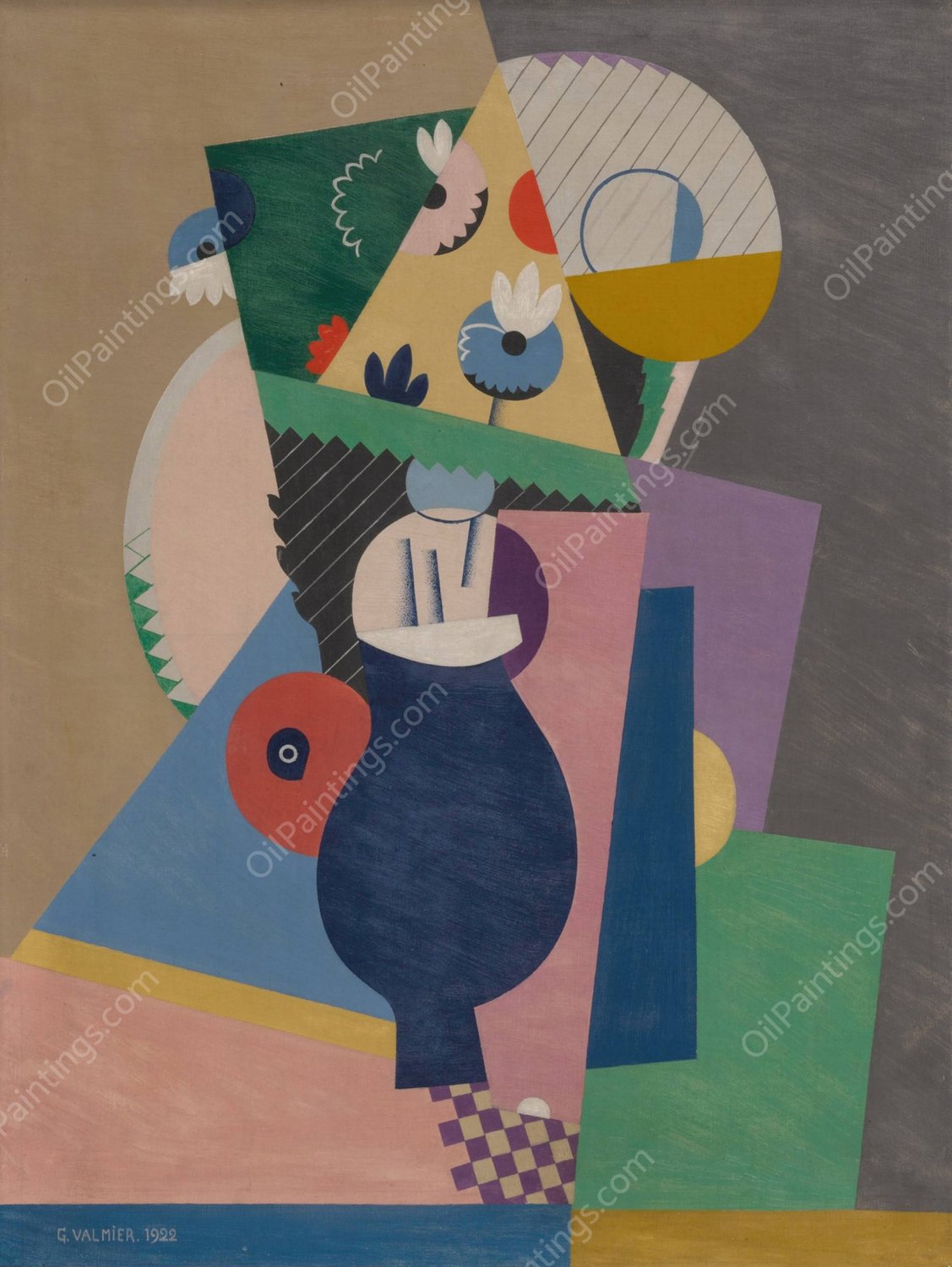 Pot de fleurs  by Georges Valmier - Hand-Painted Oil Painting Reproduction