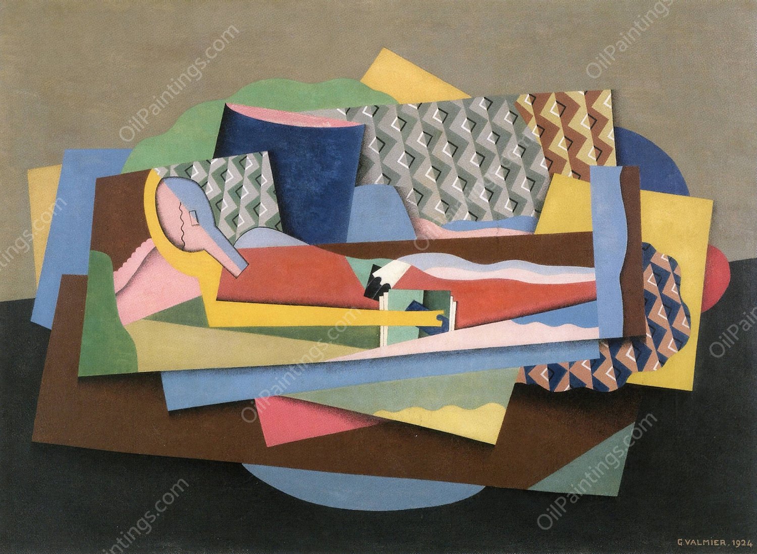 Reclining Woman  by Georges Valmier - Hand-Painted Oil Painting Reproduction