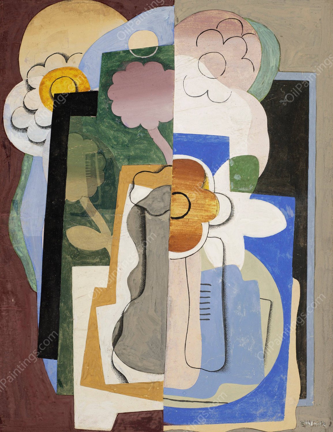 Vase de fleurs by Georges Valmier - Hand-Painted Oil Painting Reproduction