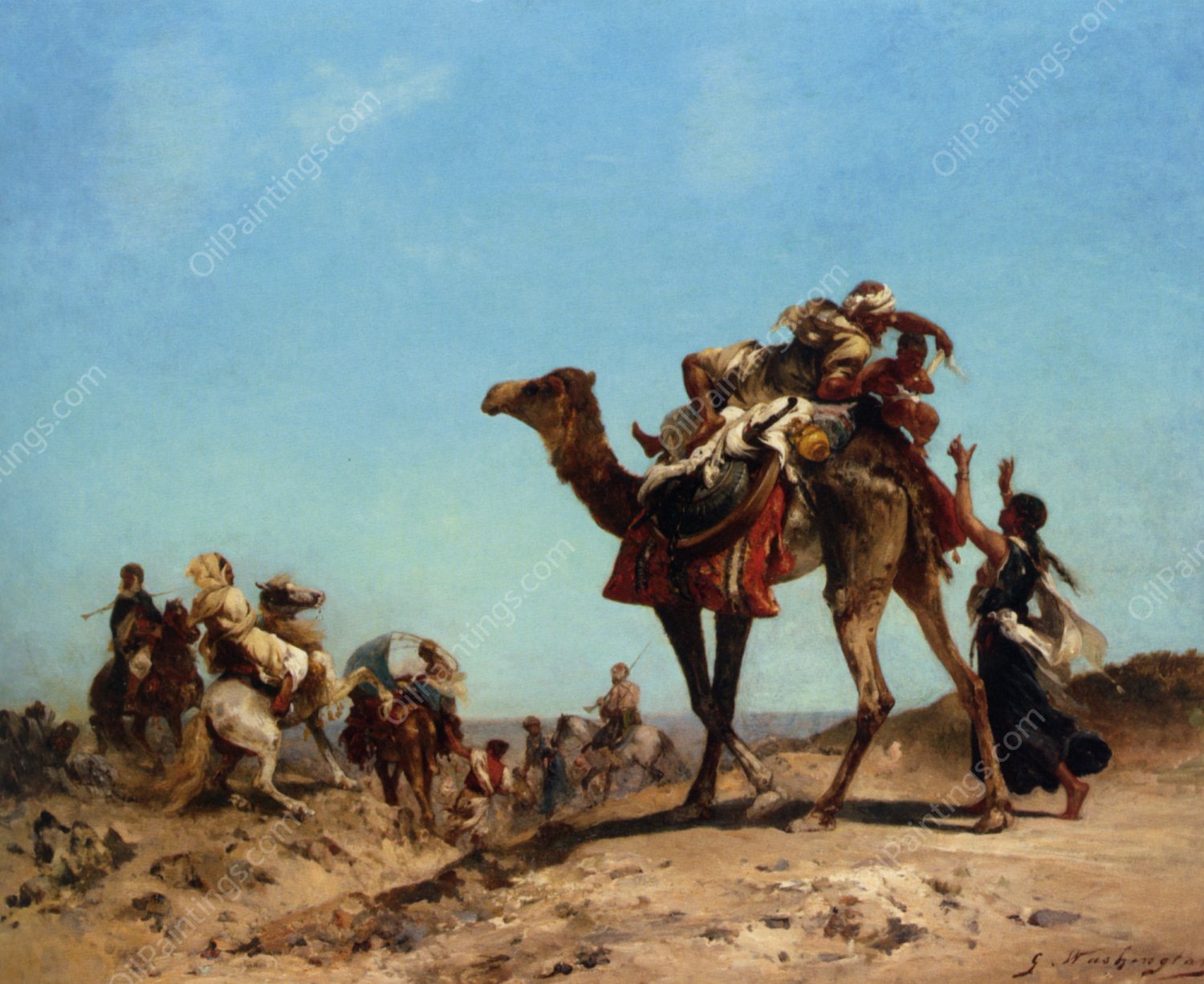 A Caravane by Georges Washington - Hand-Painted Oil Painting Reproduction