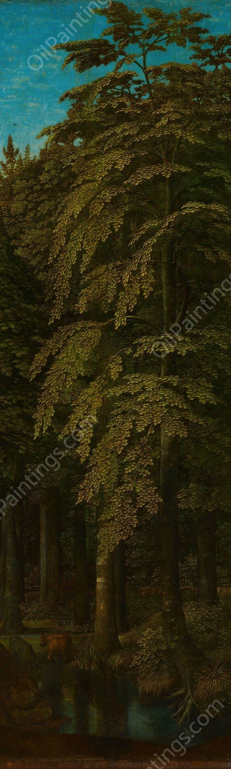 View in a Forest, outer right wing of a triptych  by Gerard David - Hand-Painted Oil Painting Reproduction