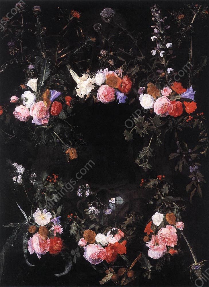 Garland of Flowers by Gerard Seghers - Hand-Painted Oil Painting Reproduction