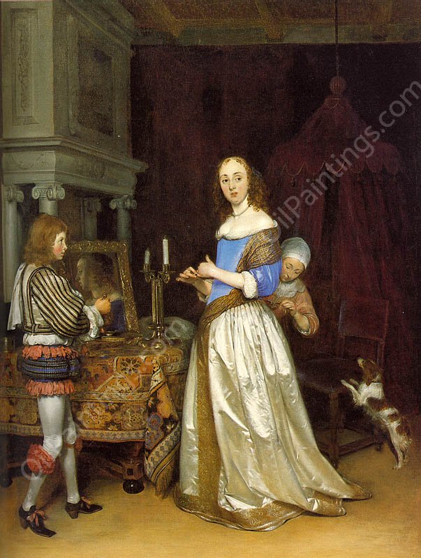 A Lady at Her Toilette by Gerard Terborch - Hand-Painted Oil Painting Reproduction