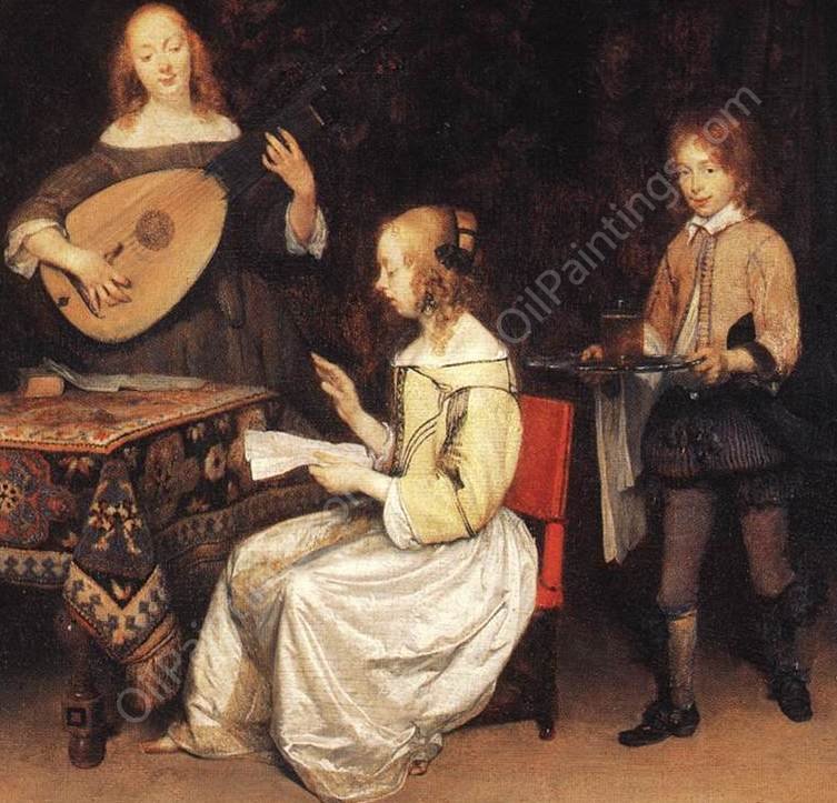 The Concert by Gerard Terborch - Hand-Painted Oil Painting Reproduction