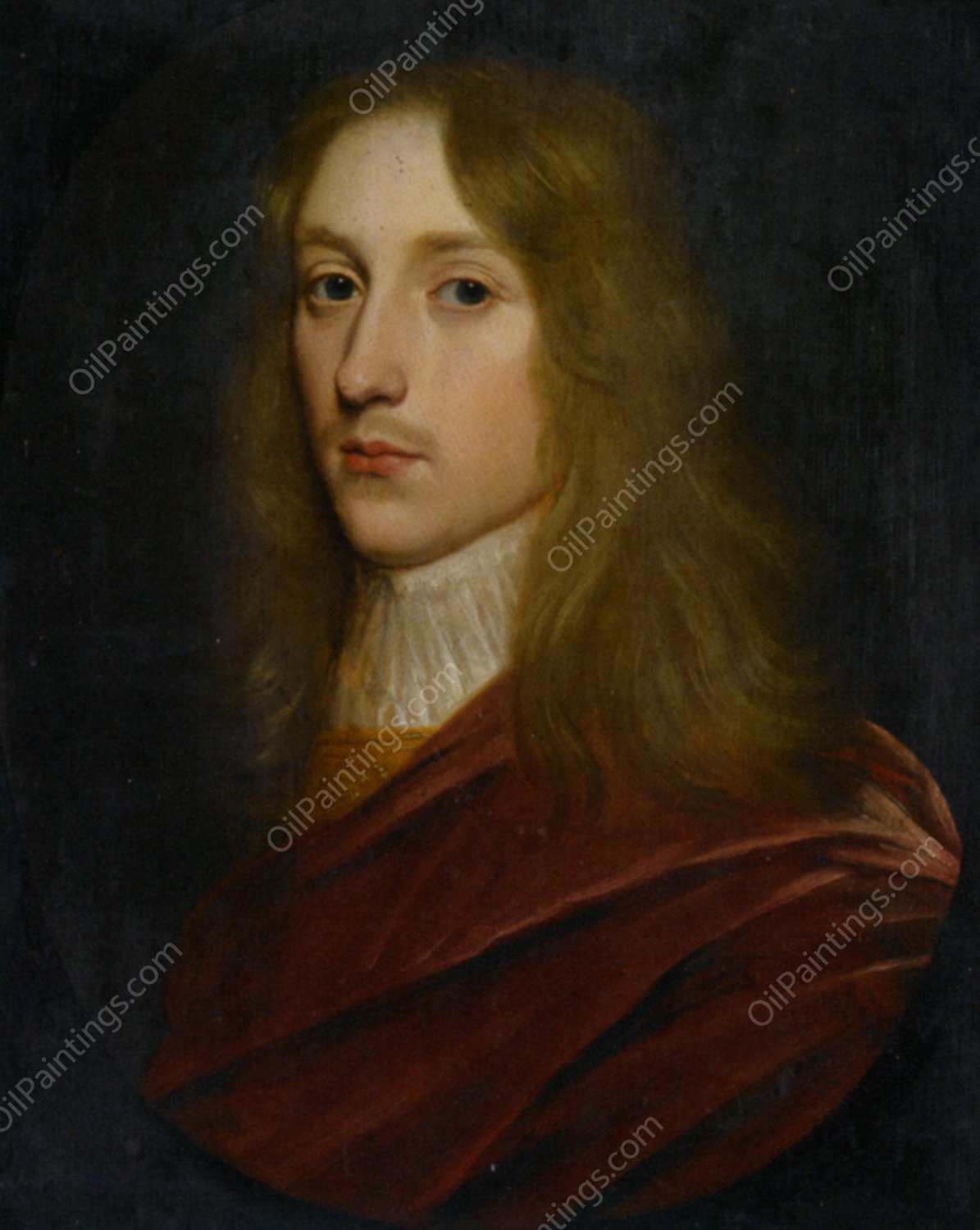 Portrait of a Gentleman said to be Prince Rupert of Rhine in a Painted Oval Wearing a Cloak and Cravat by Gerard Van Honthorst - Hand-Painted Oil Painting Reproduction