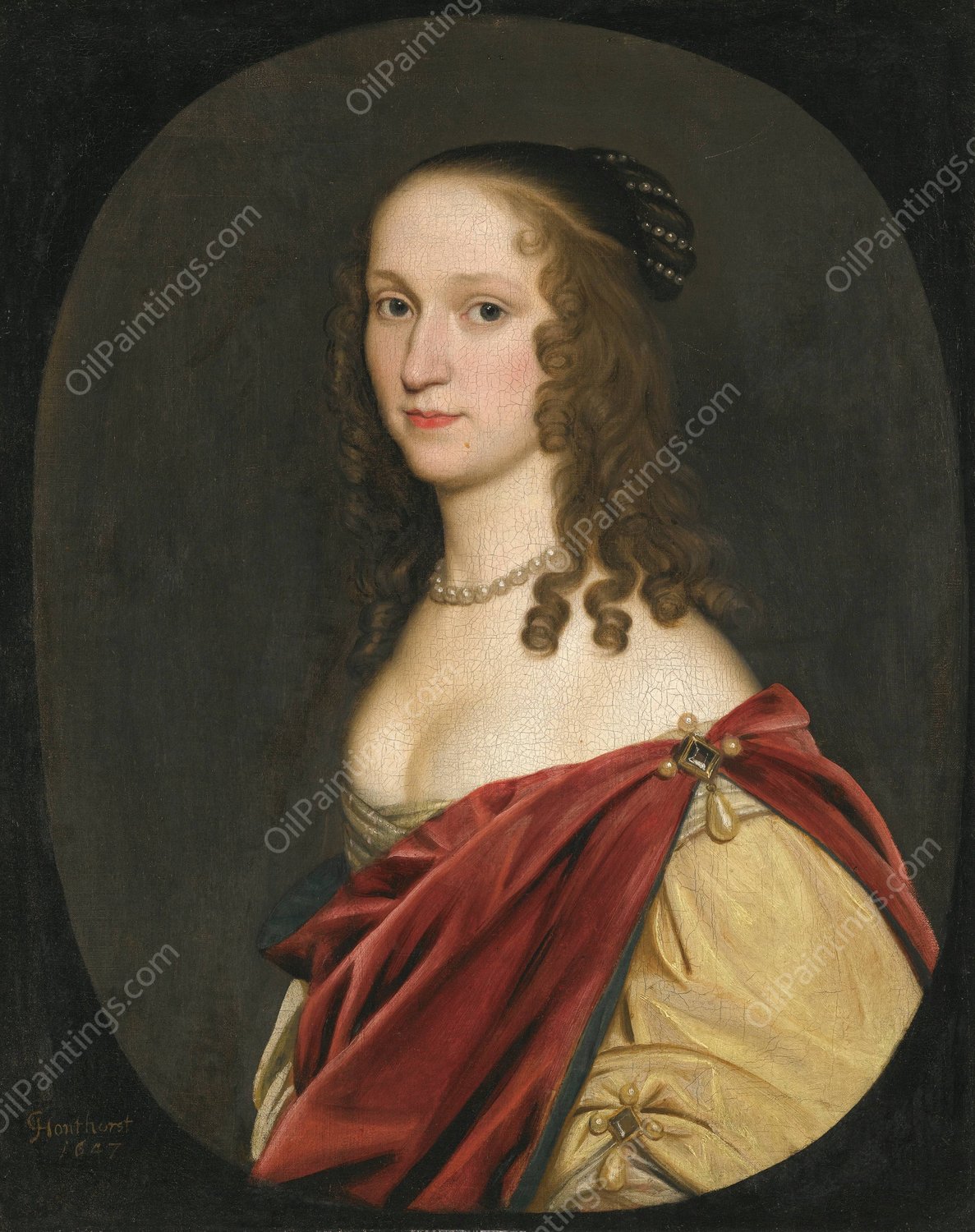 Portrait Of A Lady  by Gerard Van Honthorst - Hand-Painted Oil Painting Reproduction