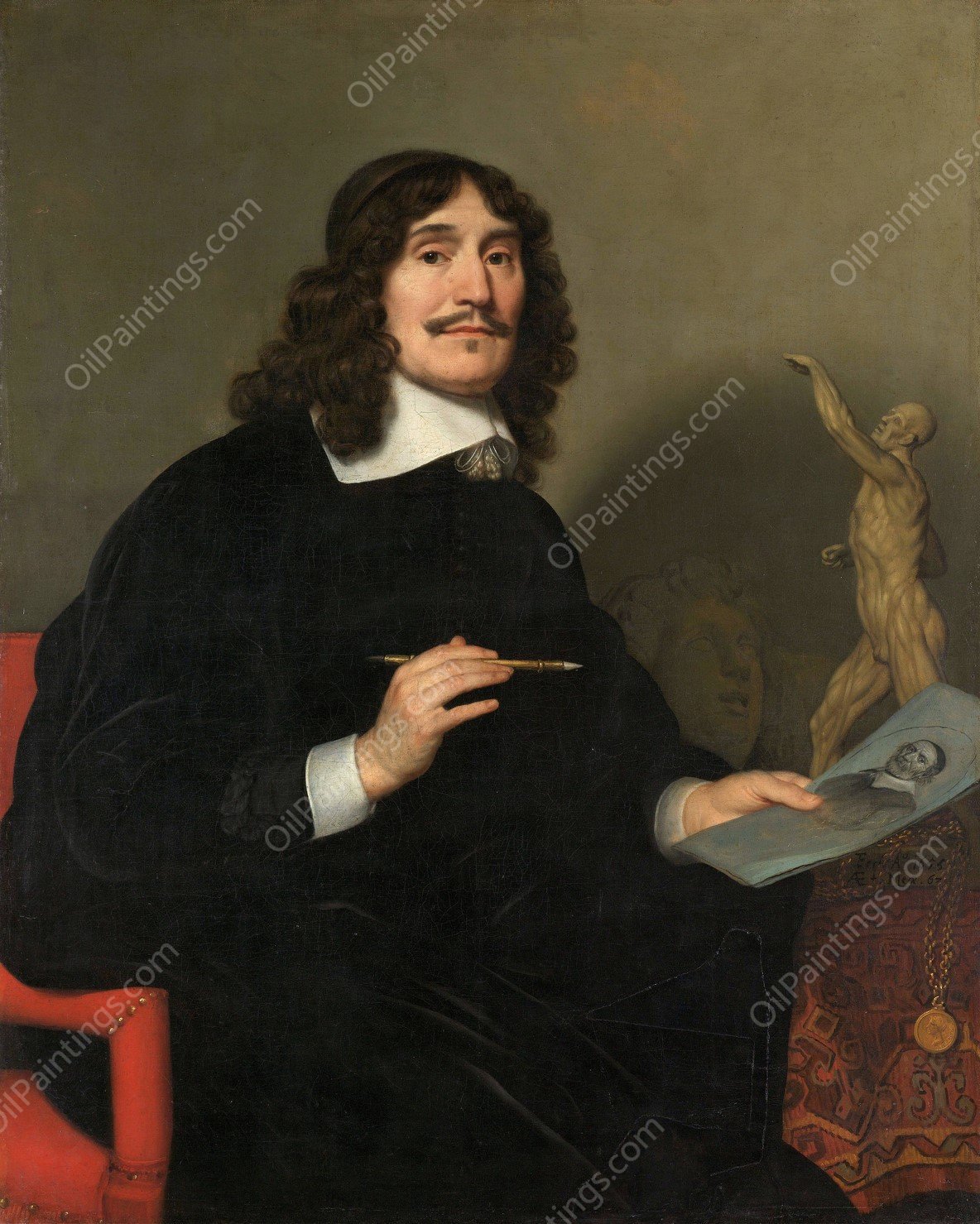 Portrait of an Artist  by Gerard Van Honthorst - Hand-Painted Oil Painting Reproduction