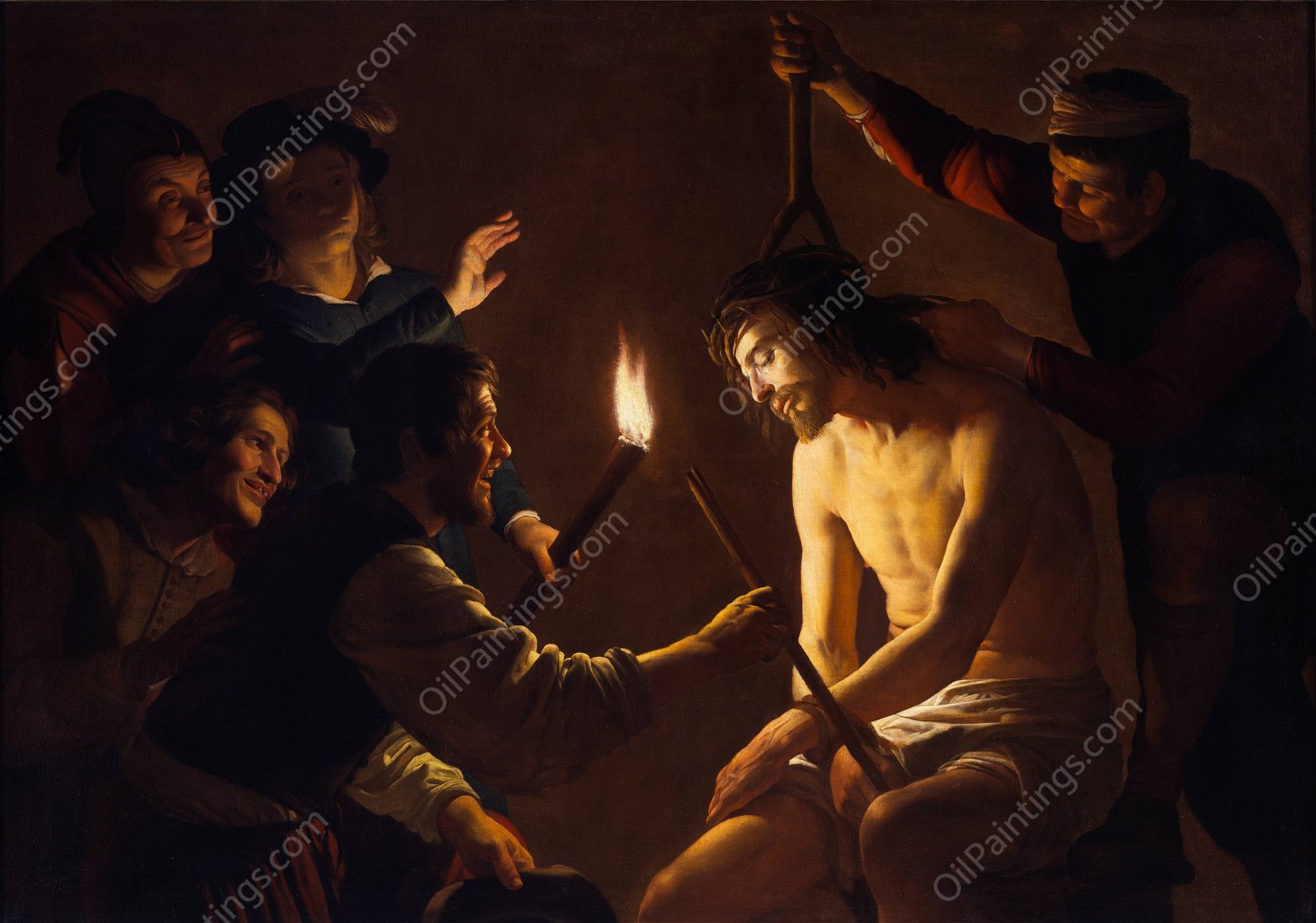 The Mocking of Christ  by Gerard Van Honthorst - Hand-Painted Oil Painting Reproduction