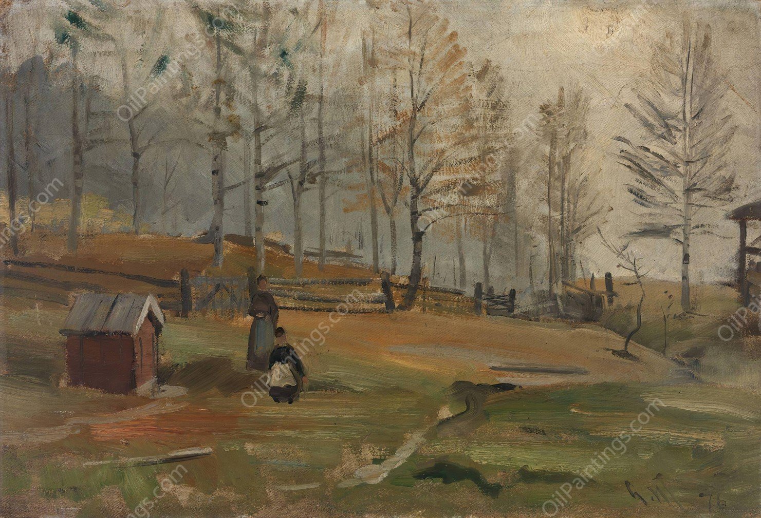 Autumn  by Gerhard Munthe - Hand-Painted Oil Painting Reproduction