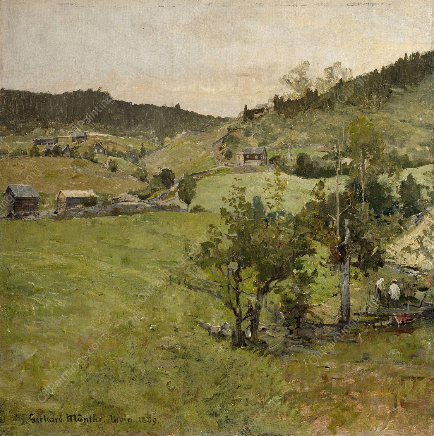 Cotters' Farms  by Gerhard Munthe - Hand-Painted Oil Painting Reproduction