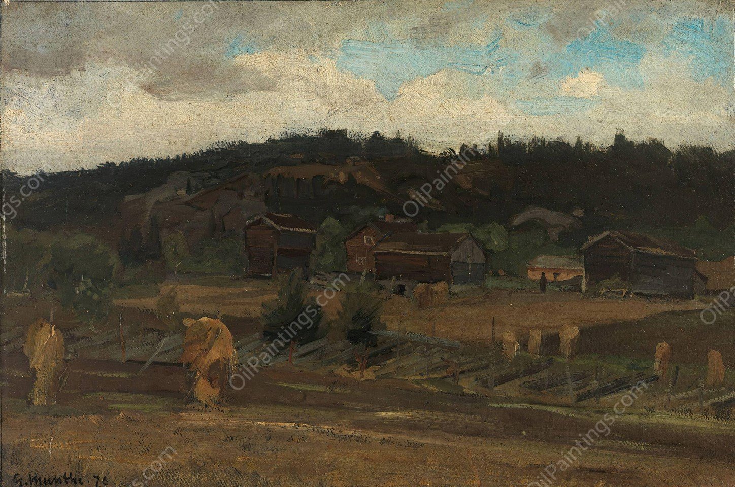 Sheaves of Grain  by Gerhard Munthe - Hand-Painted Oil Painting Reproduction