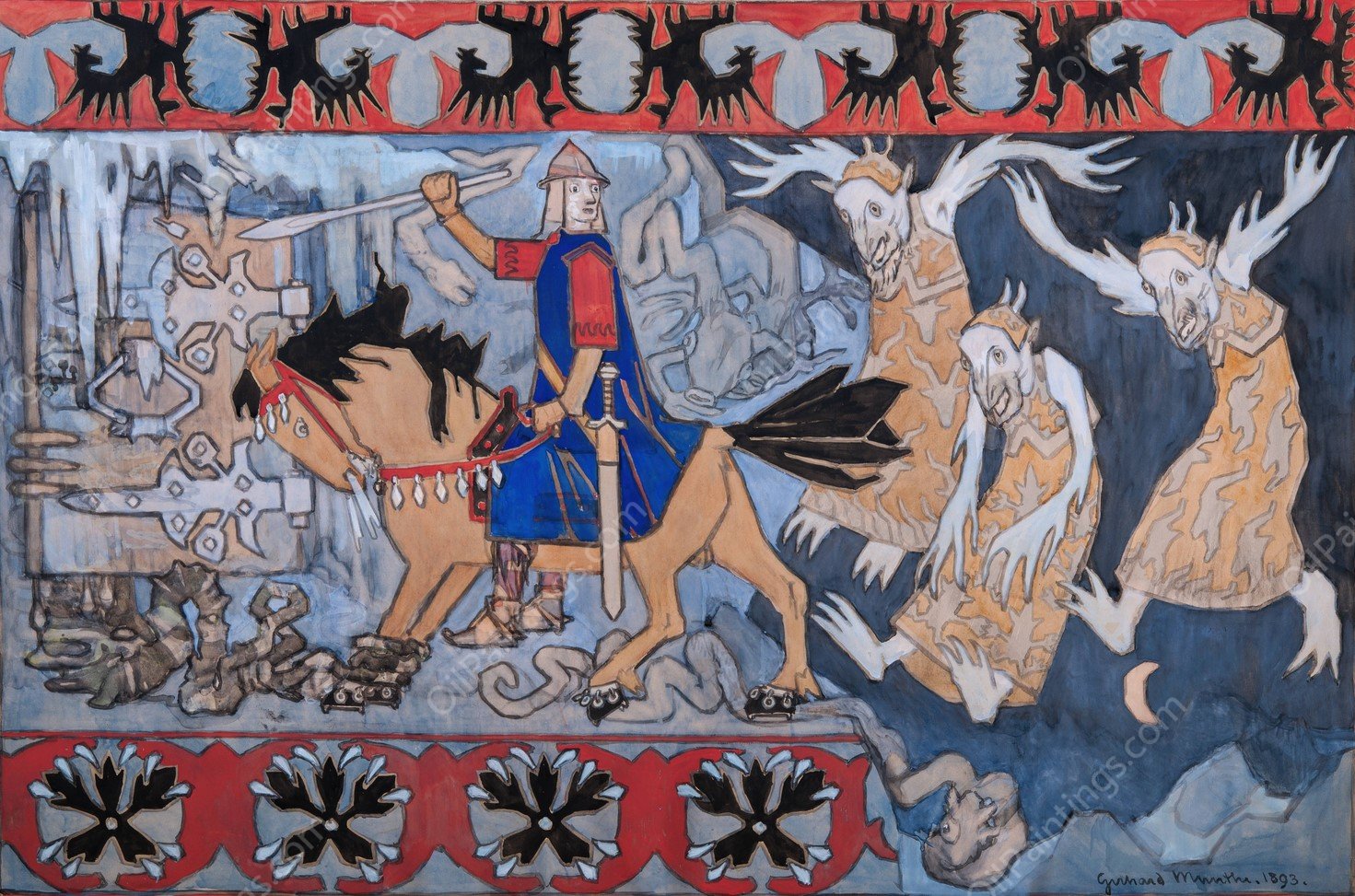 The Door in the Rock  by Gerhard Munthe - Hand-Painted Oil Painting Reproduction