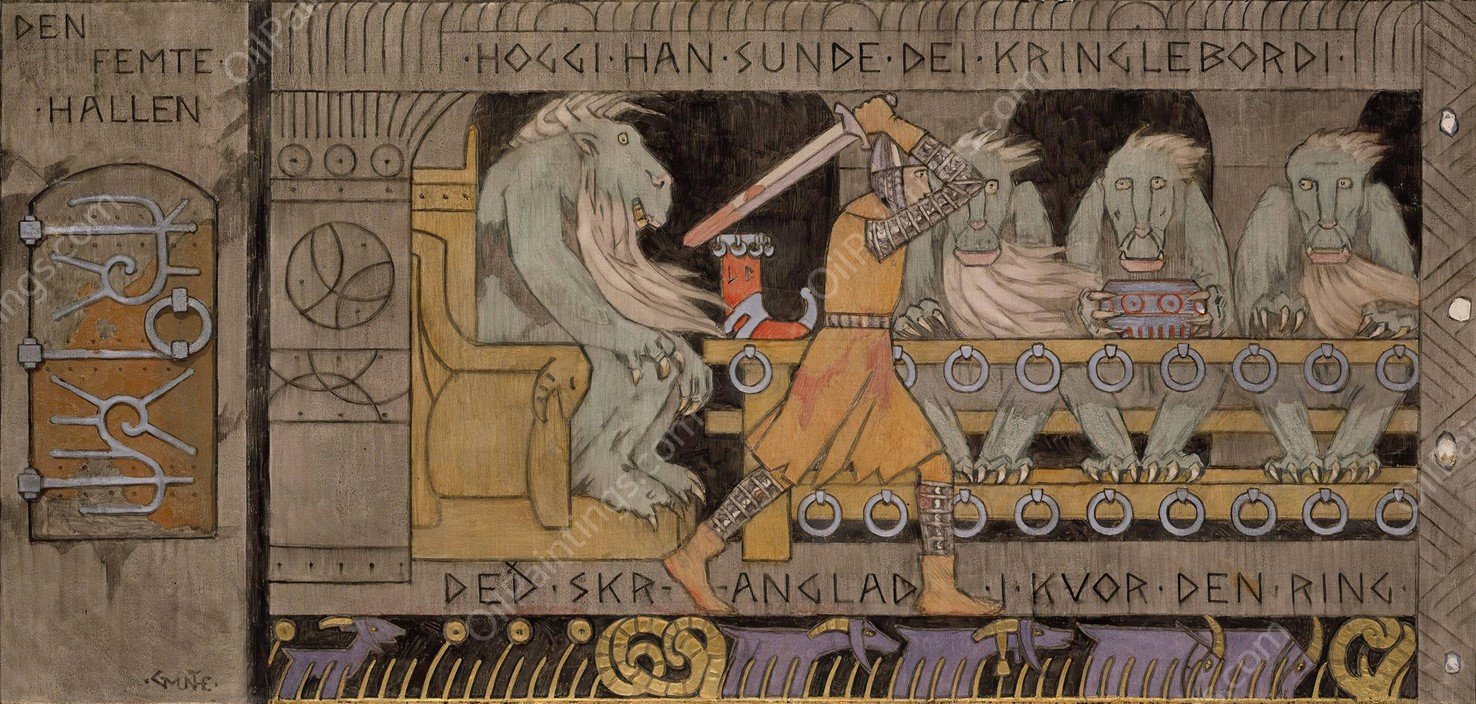 The Fifth Hall  by Gerhard Munthe - Hand-Painted Oil Painting Reproduction