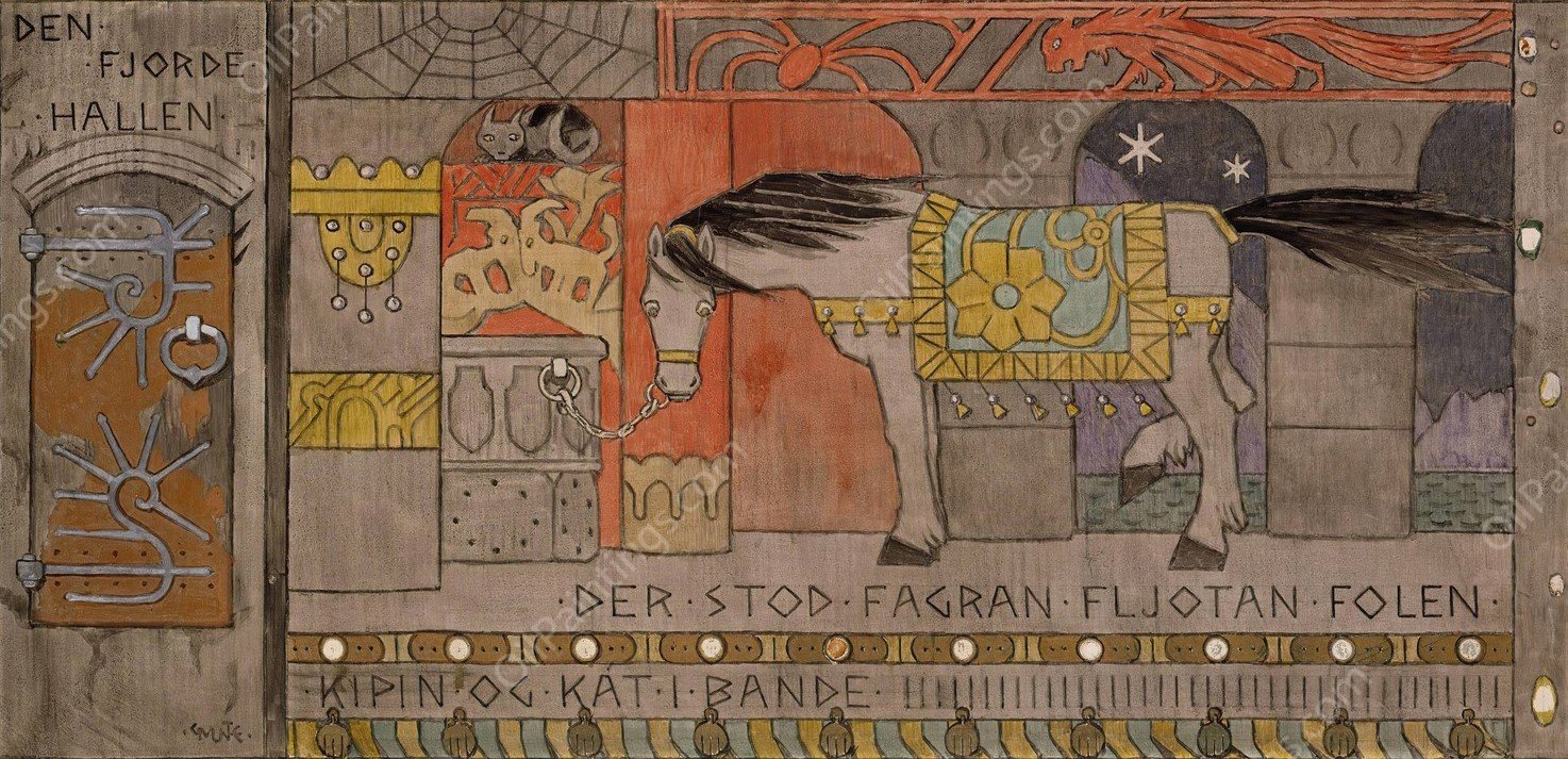 The Fourth Hall  by Gerhard Munthe - Hand-Painted Oil Painting Reproduction