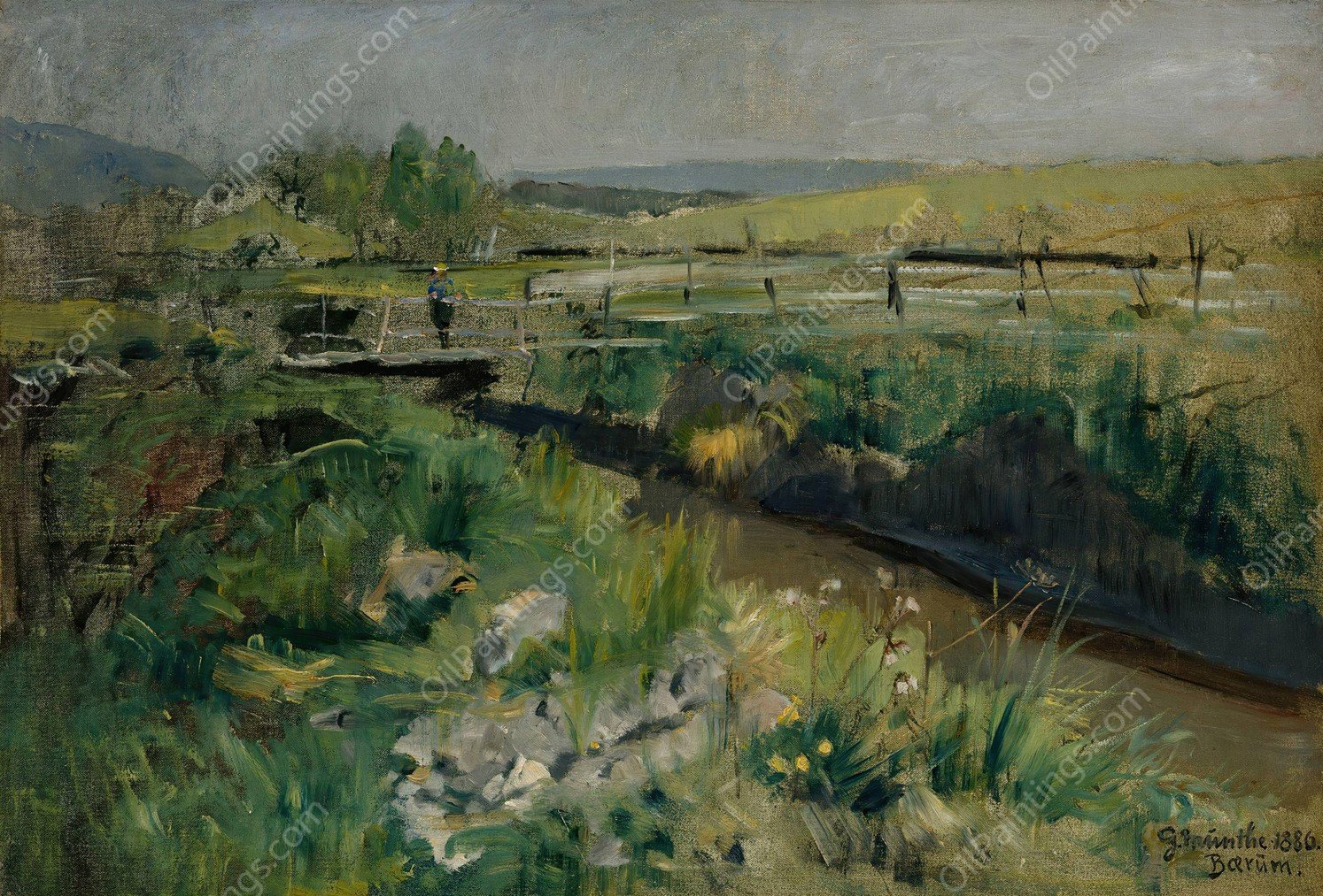 View from Baerum  by Gerhard Munthe - Hand-Painted Oil Painting Reproduction