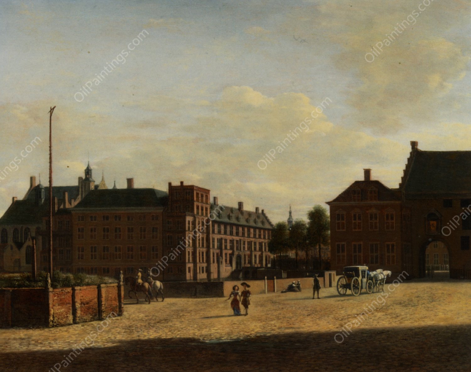 Plaats with The Binnenhof and The Gevangenport The Hague by Gerrit Adriaensz Berckheyde - Hand-Painted Oil Painting Reproduction
