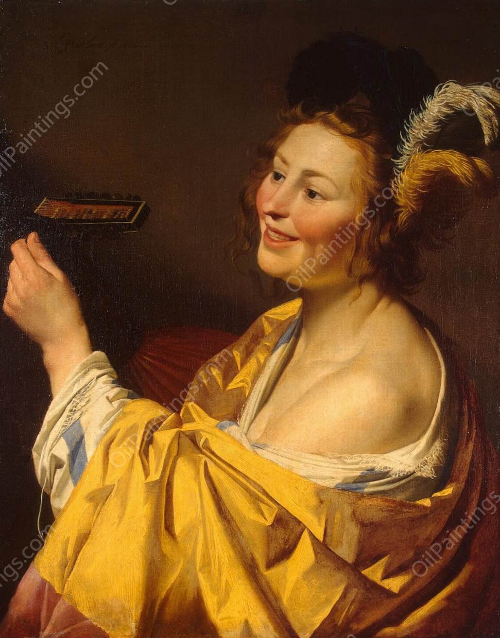 Lute Player by Gerrit Van Honthorst - Hand-Painted Oil Painting Reproduction